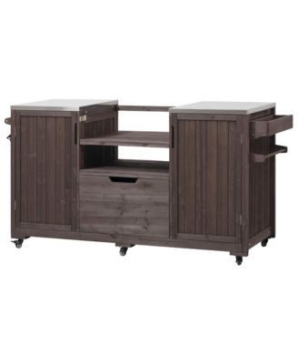 Streamdale Outdoor Kitchen Island for Big Green Egg & Kamado Joe - Dark Brown