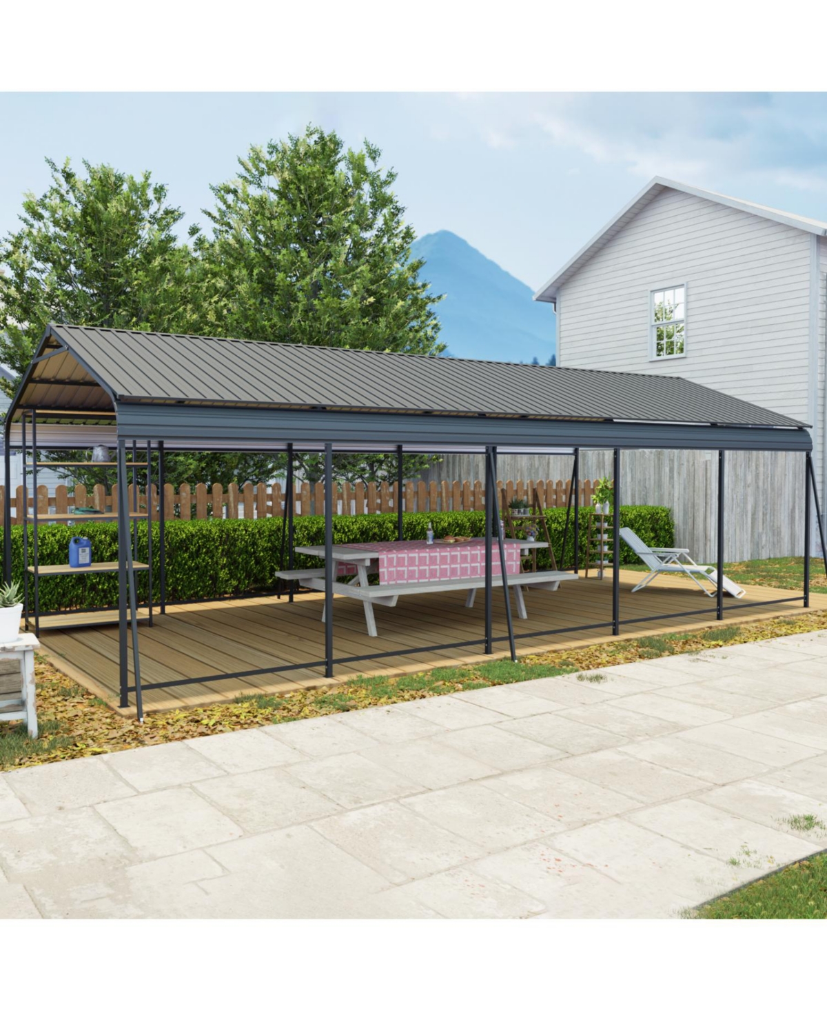 Streamdale Furniture 13x26.5 Ft Heavy Duty Galvanized Steel Carport Canopy Garage