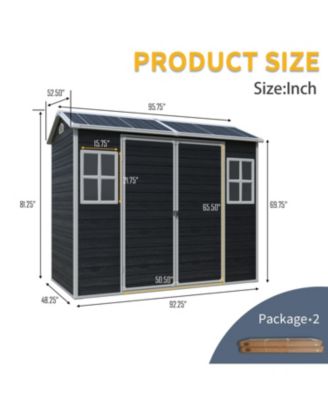 Streamdale 8x4 Outdoor Storage Shed, Two-Window, Double-Door, Black (W540S00046