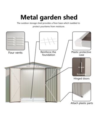 10x8 White Outdoor Garden Shed - Aluminum Frame, Hinged Door & Foundation