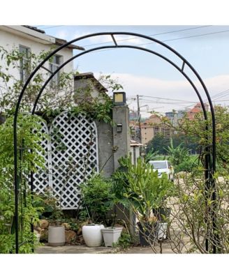 Metal Garden Arch Arbor Trellis with Gate - 7.15ft