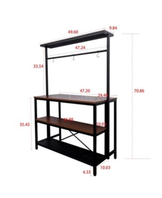 Kitchen Island Baker's Rack Microwave Stand with Storage & 3 Hooks