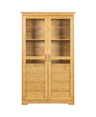 Kitchen Pantry Cabinet with Glass Doors & Drawers