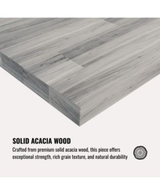 Acacia Wood Garment Rack w/ Shelves, Drawers &amp; Hooks - Light Gray