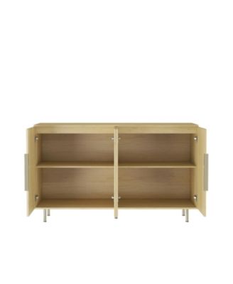 Wood Fluted Buffet Cabinet with Adjustable Shelves
