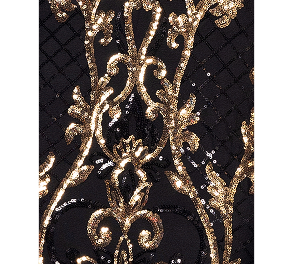 B & A By Betsy And Adam Betsy & Adam Petite Sequinned Mesh-sleeve Evening Gown In Black