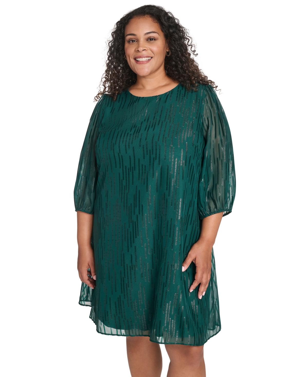 Calvin Klein Plus 3/4-Sleeve Shift Dress
