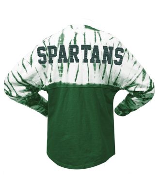 Women's Green Michigan State Spartans Tie-Dye Long Sleeve Jersey T-Shirt