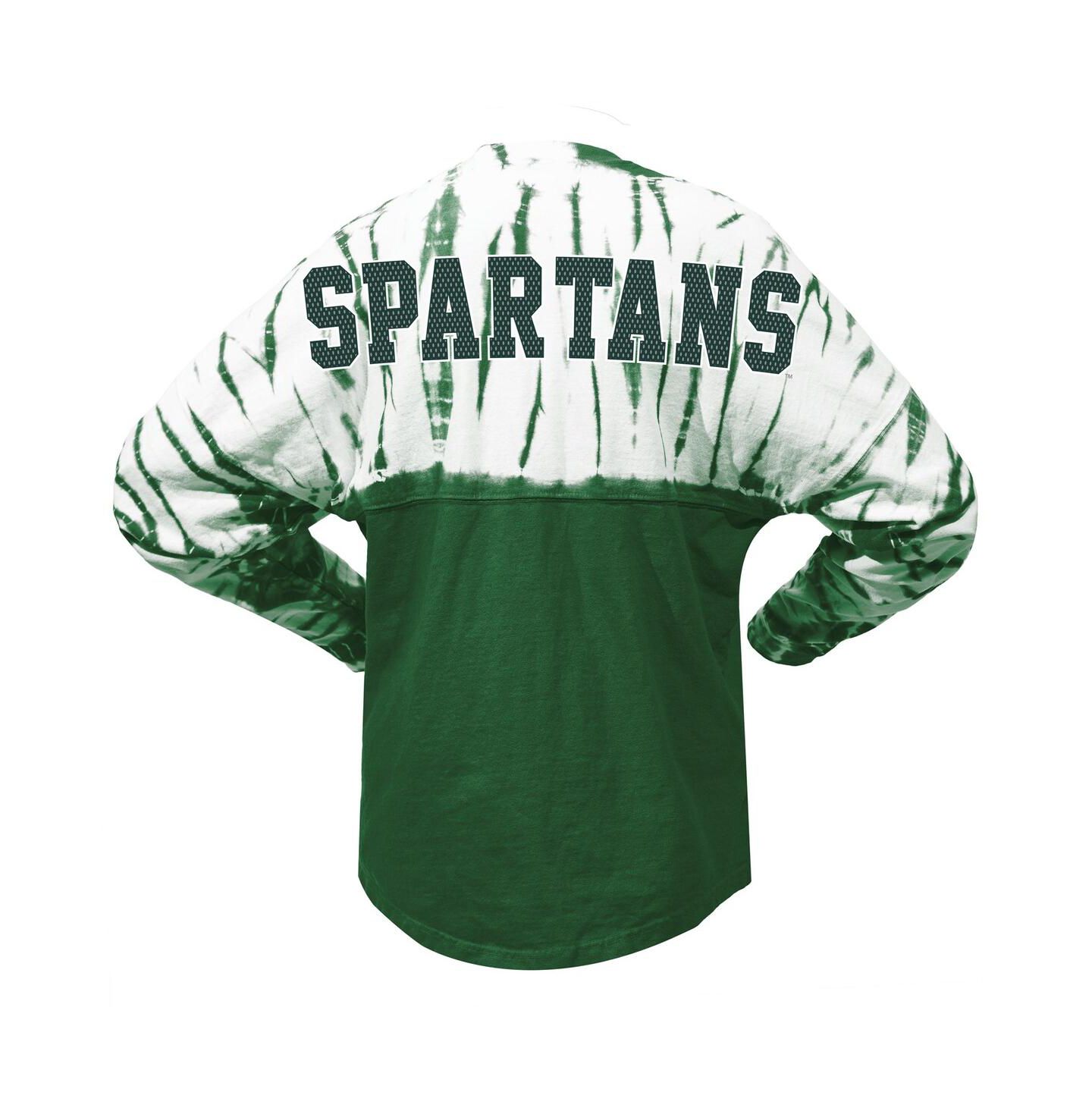 Женская футболка Spirit Jersey Green Michigan State Spartans Tie-Dye Long Sleeve Jersey — фото 2