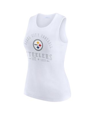 Women's White Pittsburgh Steelers Ribbed Graphic Tank Top