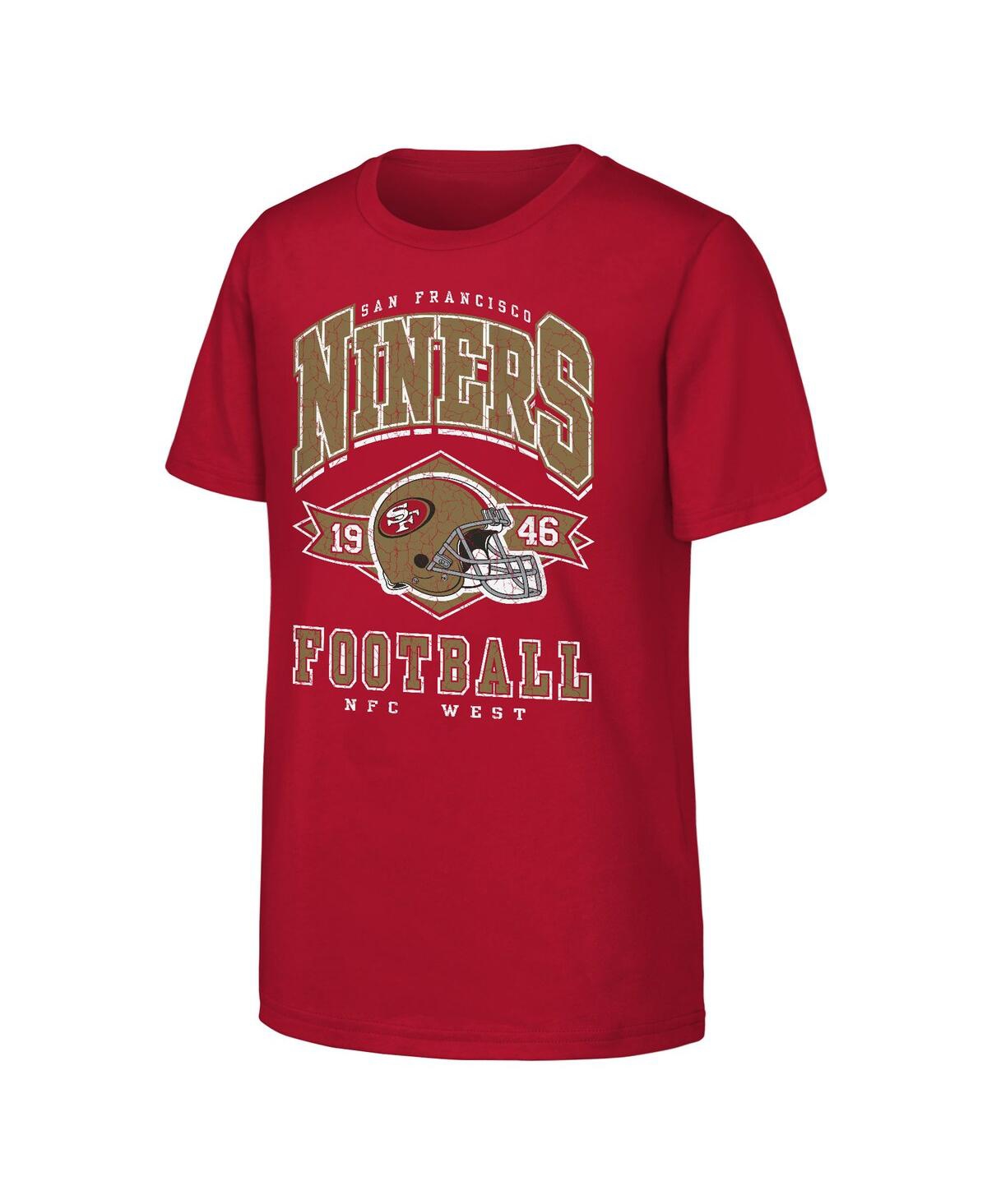 Outerstuff Big Boys And Girls Scarlet San Francisco 49ers Kick Off T-shirt In Multi
