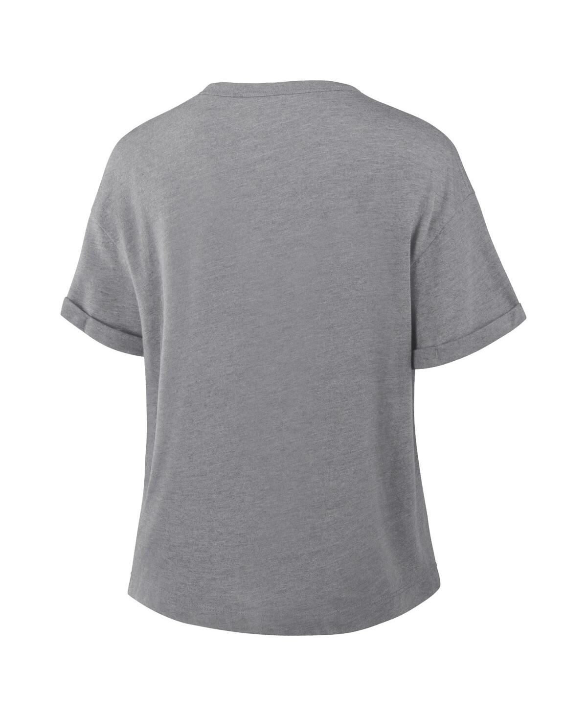 Fanatics Women's Heather Gray Washington Commanders Pennant Wave Tribute Tri-blend Boxy T-shirt In Gray