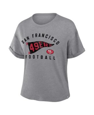 Women's Heather Gray San Francisco 49ers Pennant Wave Tribute Tri-Blend Boxy T-Shirt