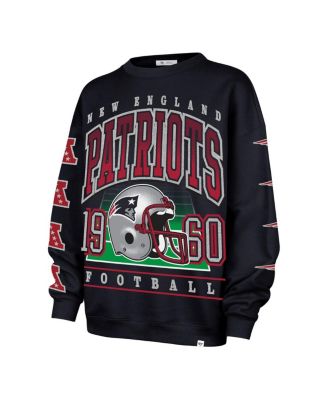 Women's Navy New England Patriots Go Big Oversized Pullover Sweatshirt