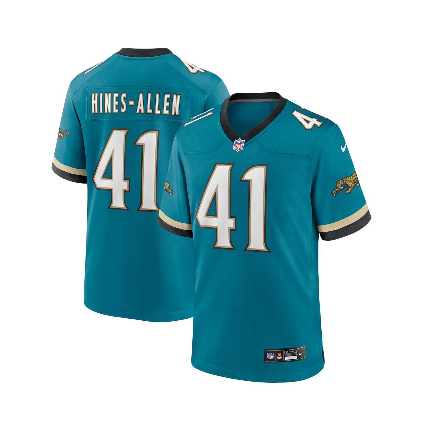 Мужской топ Nike Josh Hines-Allen Teal Jacksonville Jaguars Prowler Throwback Player Game Jersey — фото 1