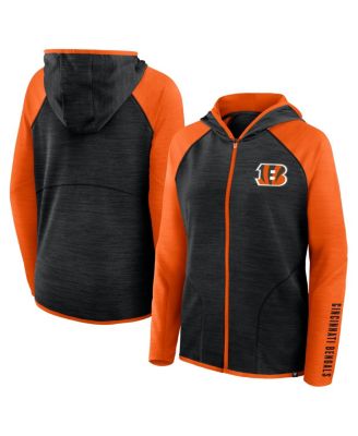 Fanatics - Women's Black/Orange Cincinnati Bengals Redzone End Around Pass Raglan Full-Zip Hoodie