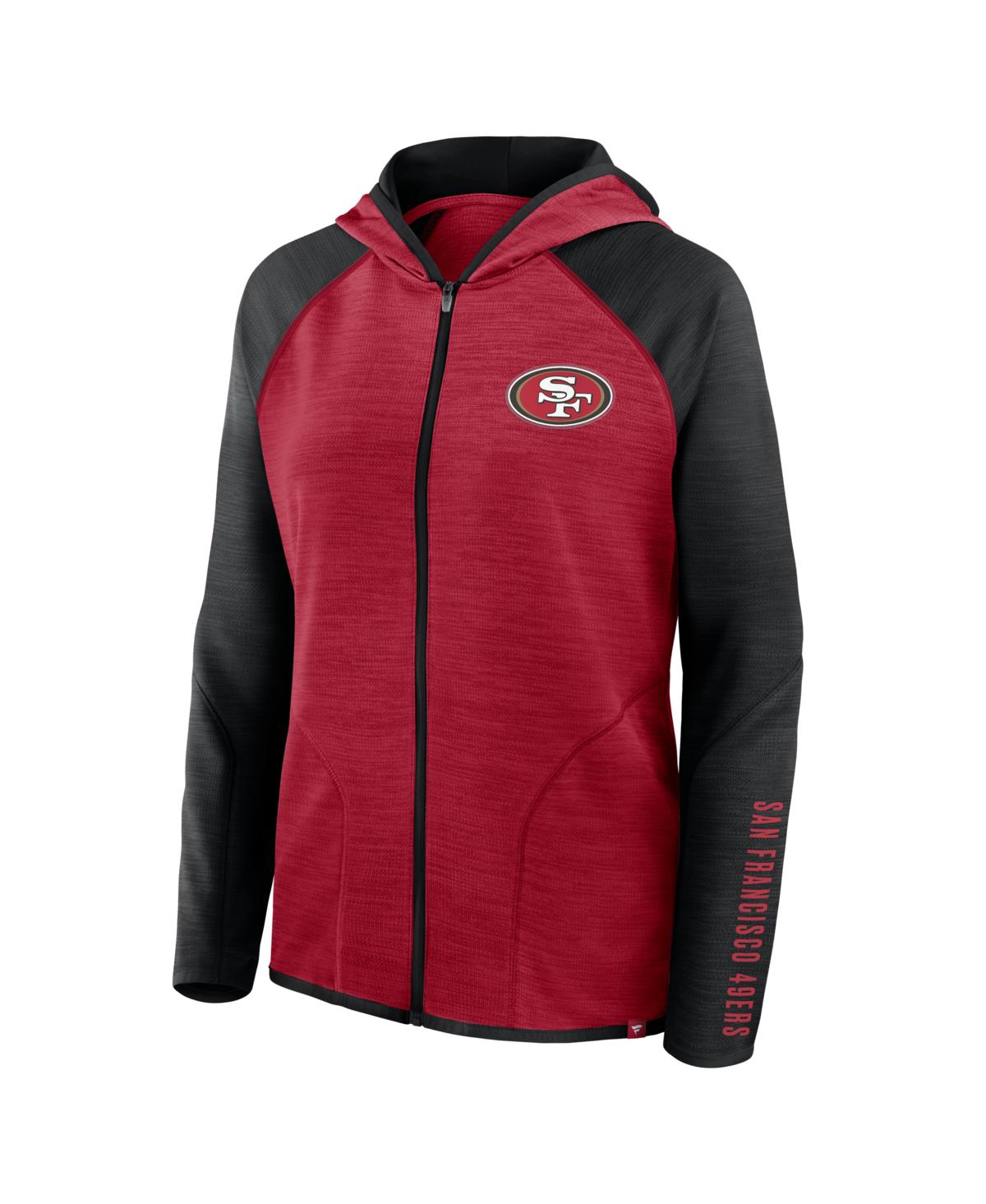 Fanatics Women's Scarlet/black San Francisco 49ers Redzone End Around Pass Raglan Full-zip Hoodie In Black