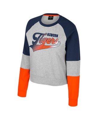 Big Girls Heather Gray Auburn Tigers Katinka Rhinestone Pullover Sweatshirt