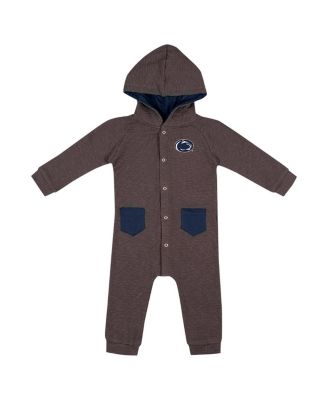 Baby Boys and Girls Charcoal Penn State Nittany Lions Zando-Zan Waffle Full-Snap Hooded Romper