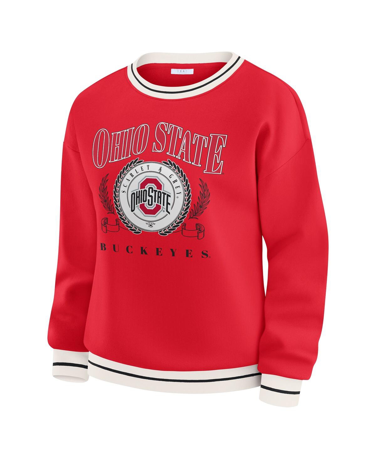 Wear By Erin Andrews Women's Scarlet Ohio State Buckeyes Seal Sweatshirt In Red