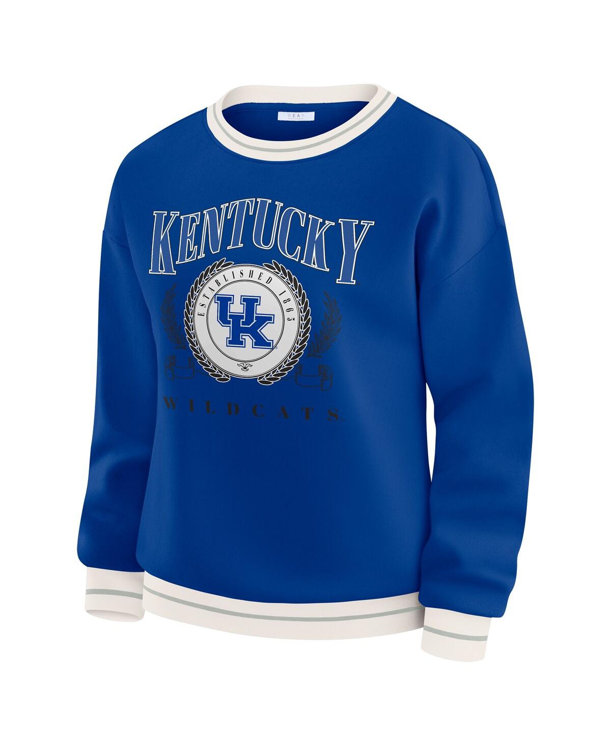 Wear By Erin Andrews Women's Royal Kentucky Wildcats Seal Sweatshirt In Blue
