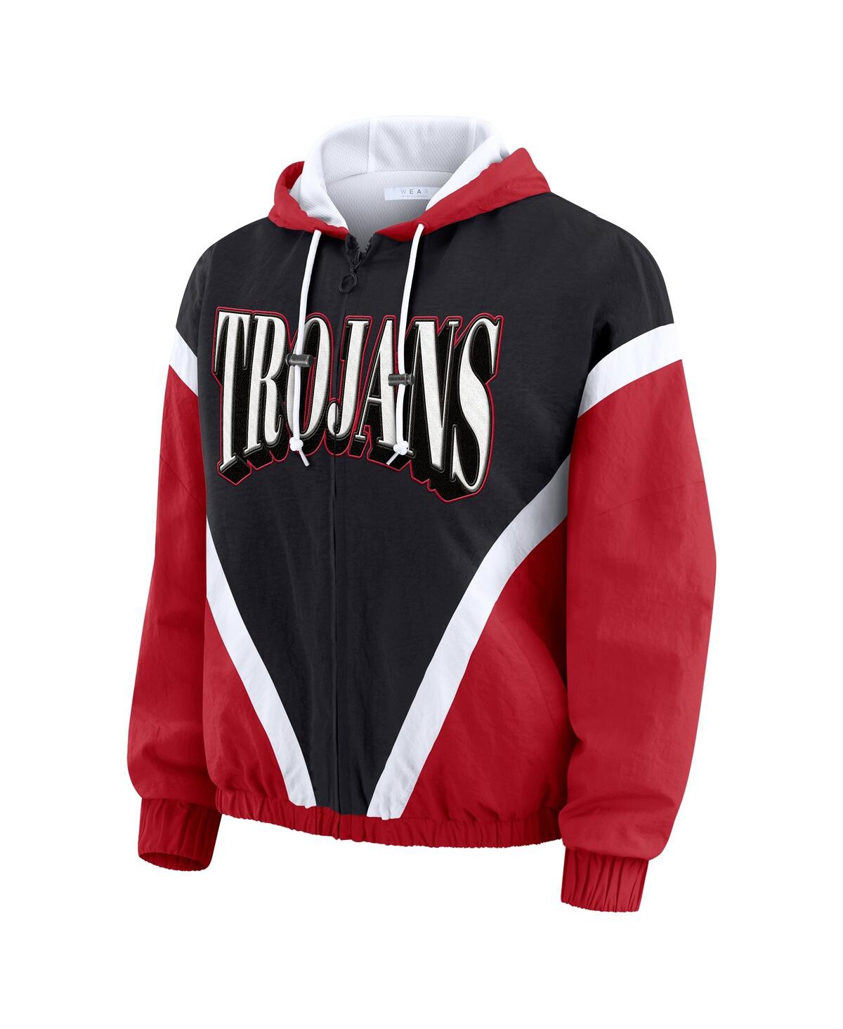 Wear By Erin Andrews Women's Cardinal/black Usc Trojans Color Block Full-zip Windbreaker Jacket In Multi
