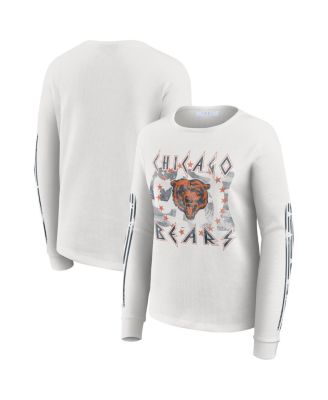 WEAR by Erin Andrews - Women's White Chicago Bears Graphic Waffle Long-Sleeve T-shirt