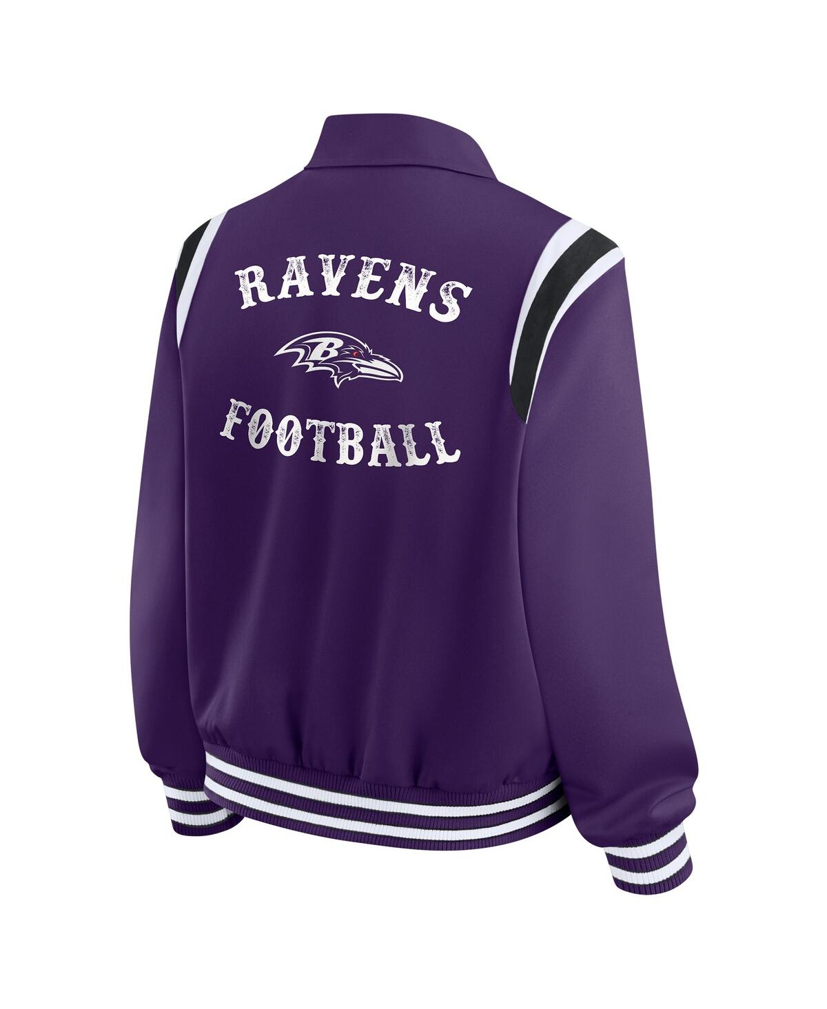 Wear By Erin Andrews Women's Purple Baltimore Ravens Varsity Lightweight Full-snap Jacket In Purple