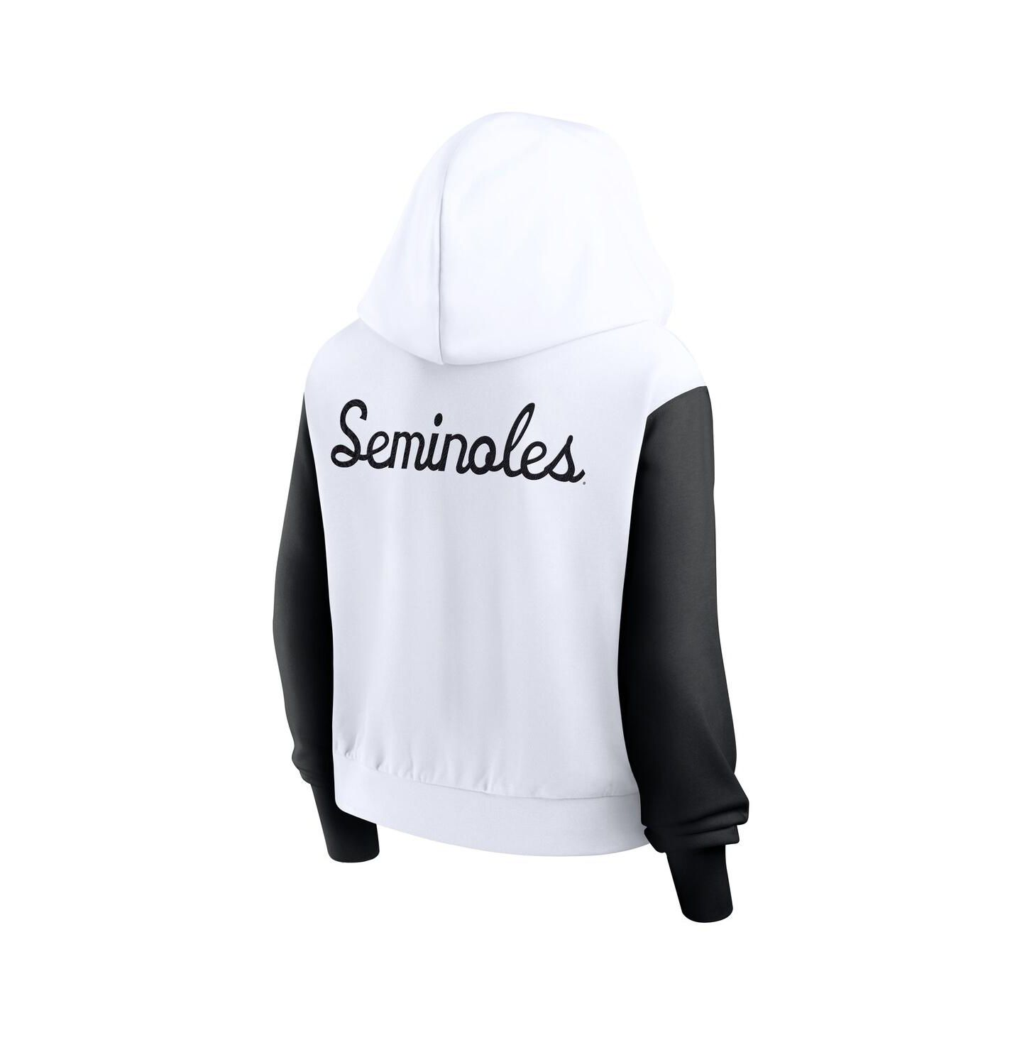 Женское худи Nike White Florida State Seminoles Cropped Beyond Capability Color-Block Script Full-Zip — фото 2
