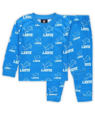 Outerstuff - Toddler Blue Detroit Lions All-Over-Print Long Sleeve T-shirt and Pants Sleep Set