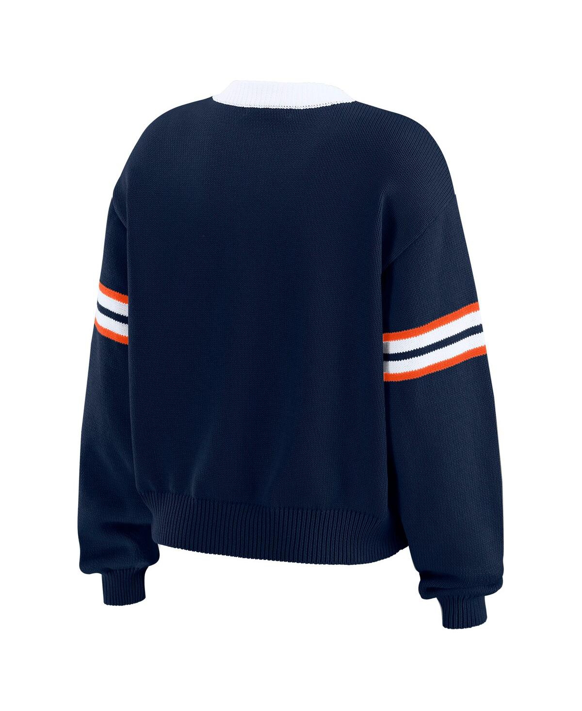 Wear By Erin Andrews Navy Chicago Bears Lace-up Pullover Sweatshirt In Blue