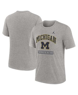 Jordan - Men's Heather Gray Michigan Wolverines Arch Over Logo Tri-Blend T-shirt