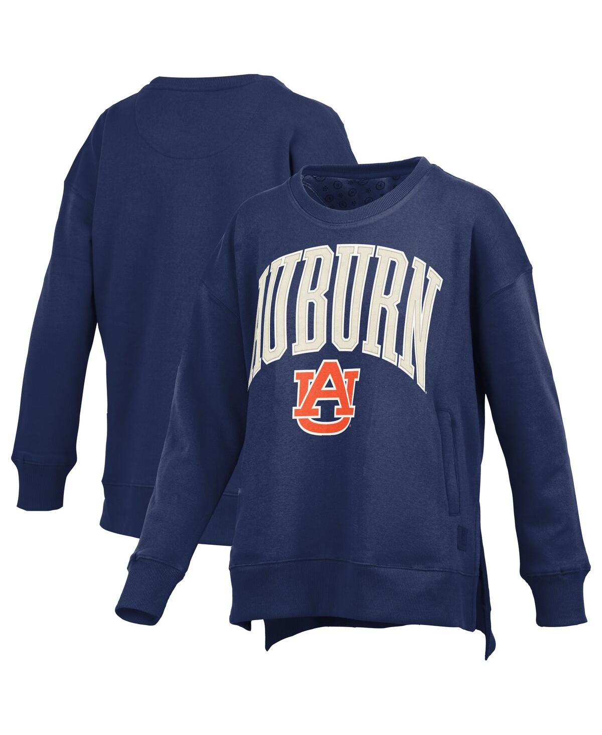 Pressbox Women's Navy Auburn Tigers Pocketed Arch Pullover Sweatshirt In Blue