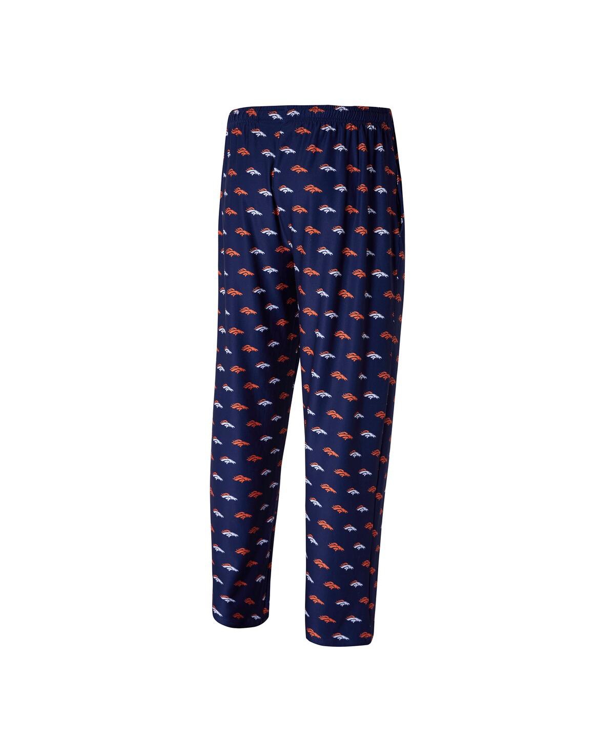 Concepts Sport Men's Navy Denver Broncos Record Allover Print Knit Pants In Blue