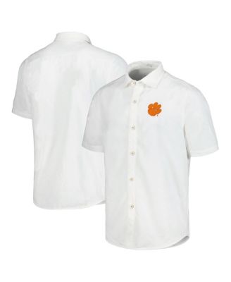 Tommy Bahama - Men's White Clemson Tigers Coconut Point Palm Vista IslandZone Camp Button-Up Shirt