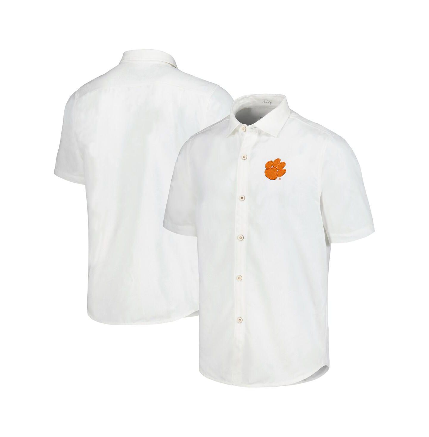 Мужская рубашка Tommy Bahama White Clemson Tigers Coconut Point Palm Vista IslandZone Camp Button-Up — фото 1