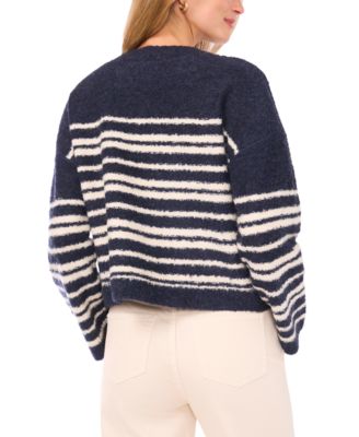Women's Striped Long Sleeve Crewneck Sweater