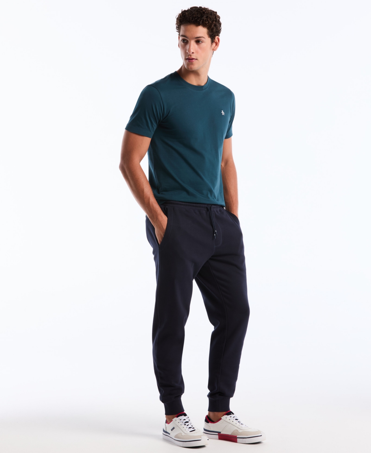 Original Penguin Men's Sticker Pete Cuffed Finish Pants In Blue
