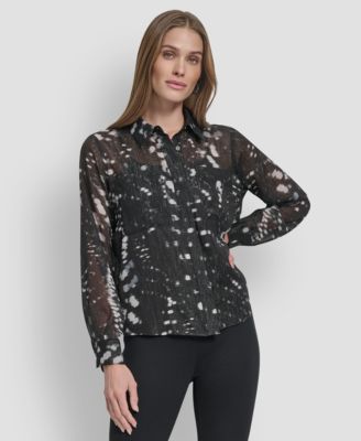 Women's Crinkle Detail Collared Shirt