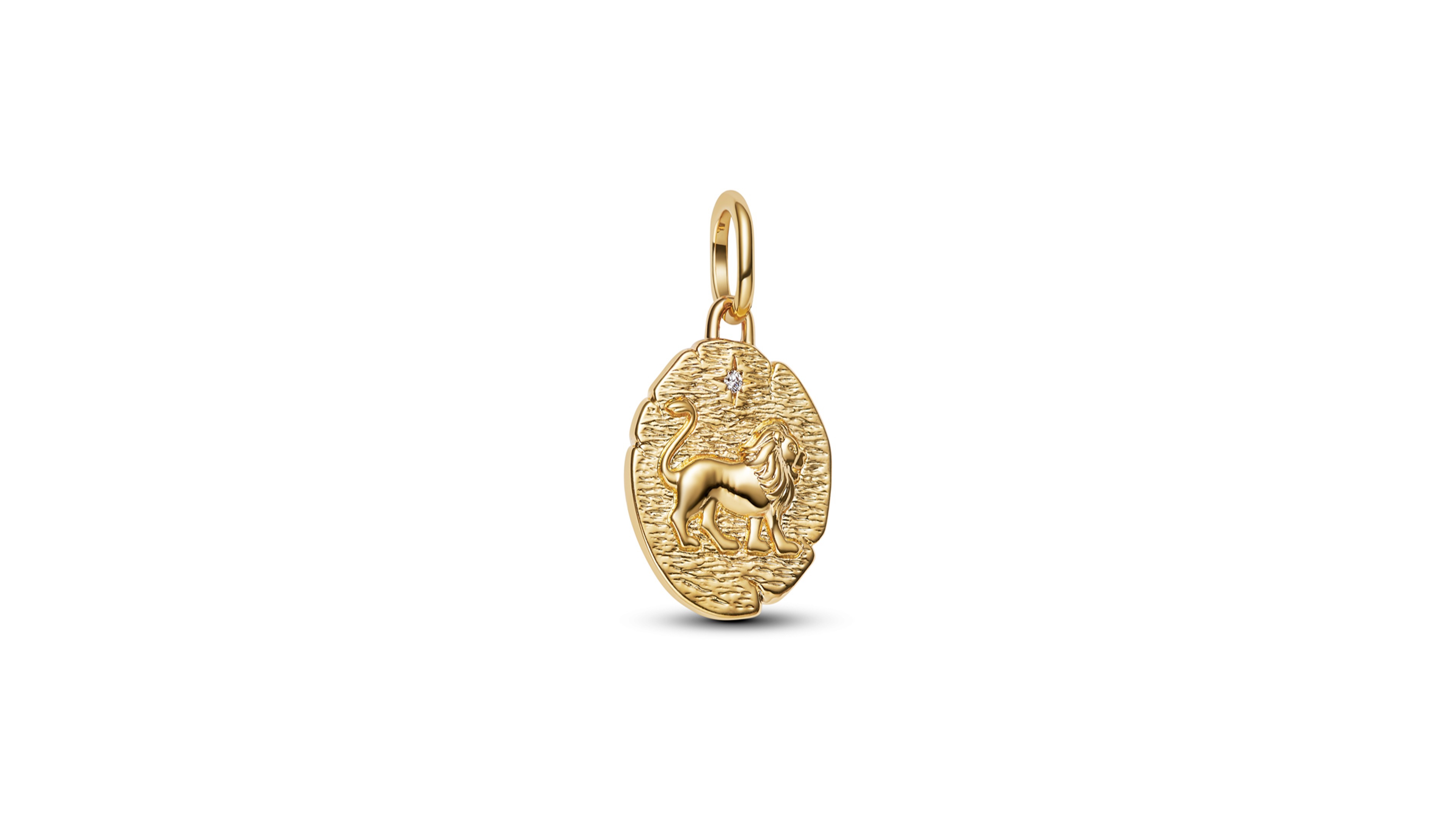 Pandora Clear Cubic Zirconia Gold Tone Lion Medallion Charms