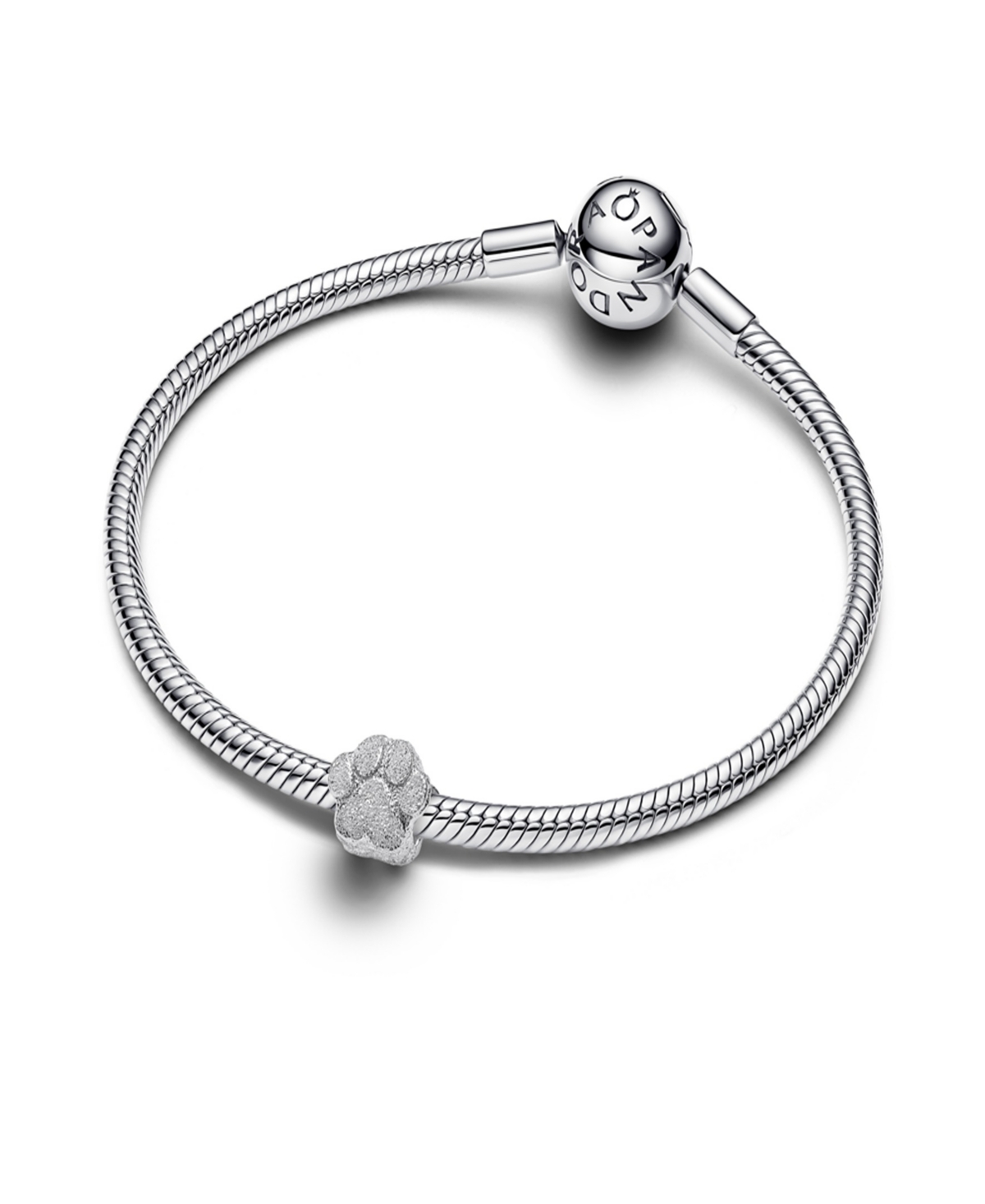Pandora Sterling Silver Textured Paw Mini Charms In Silver