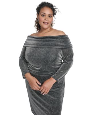 Plus Size Glitter Knit Midi Dress