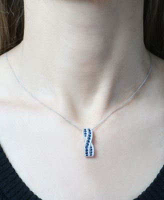 Lab Grown Blue Sapphire (3/4 ct. t.w.) and White Sapphire (1/3 ct. t.w.) Twist Pendant in Sterling Silver