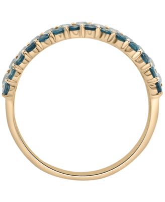 White Topaz (1/2 ct. t.w.), Sky Blue Topaz (5/8 ct. t.w.) and London Blue Topaz (1/2 ct. t.w.) Multi Row Ring in 14K Gold-Plated Over Sterling Silver