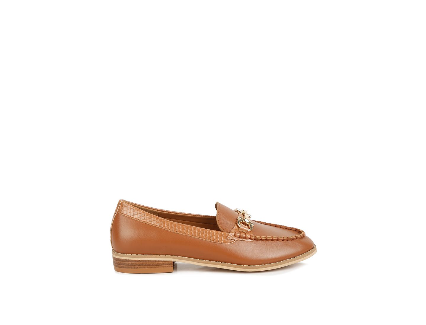 Женские туфли Rag & Co Holda Horsebit Embellished Loafers With Stitch Detail, цвет: Бежевый / Хаки — фото 5