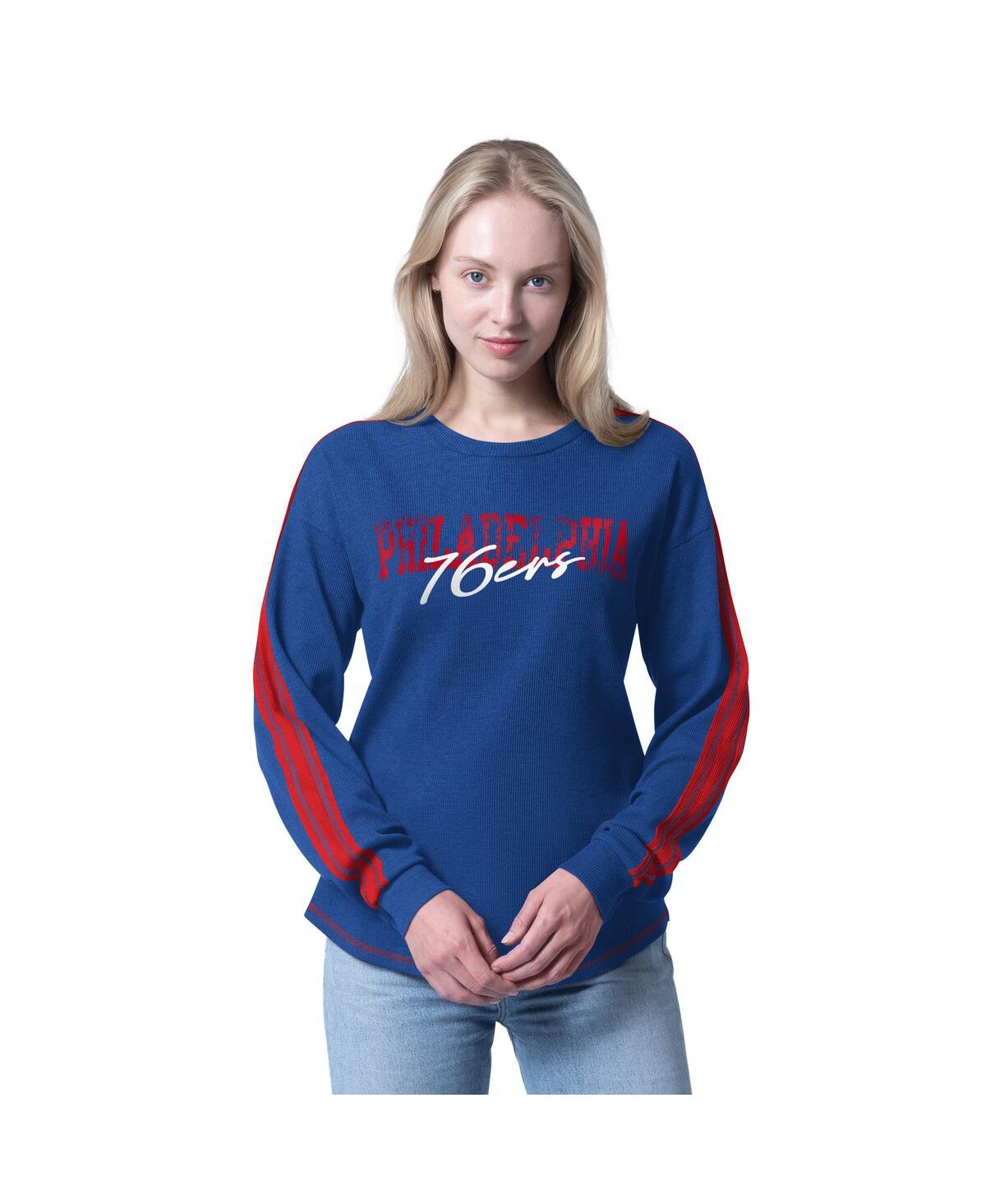 G-iii 4her By Carl Banks Women's Royal Philadelphia 76ers Advantage Tri-blend Long Sleeve T-shirt In Blue