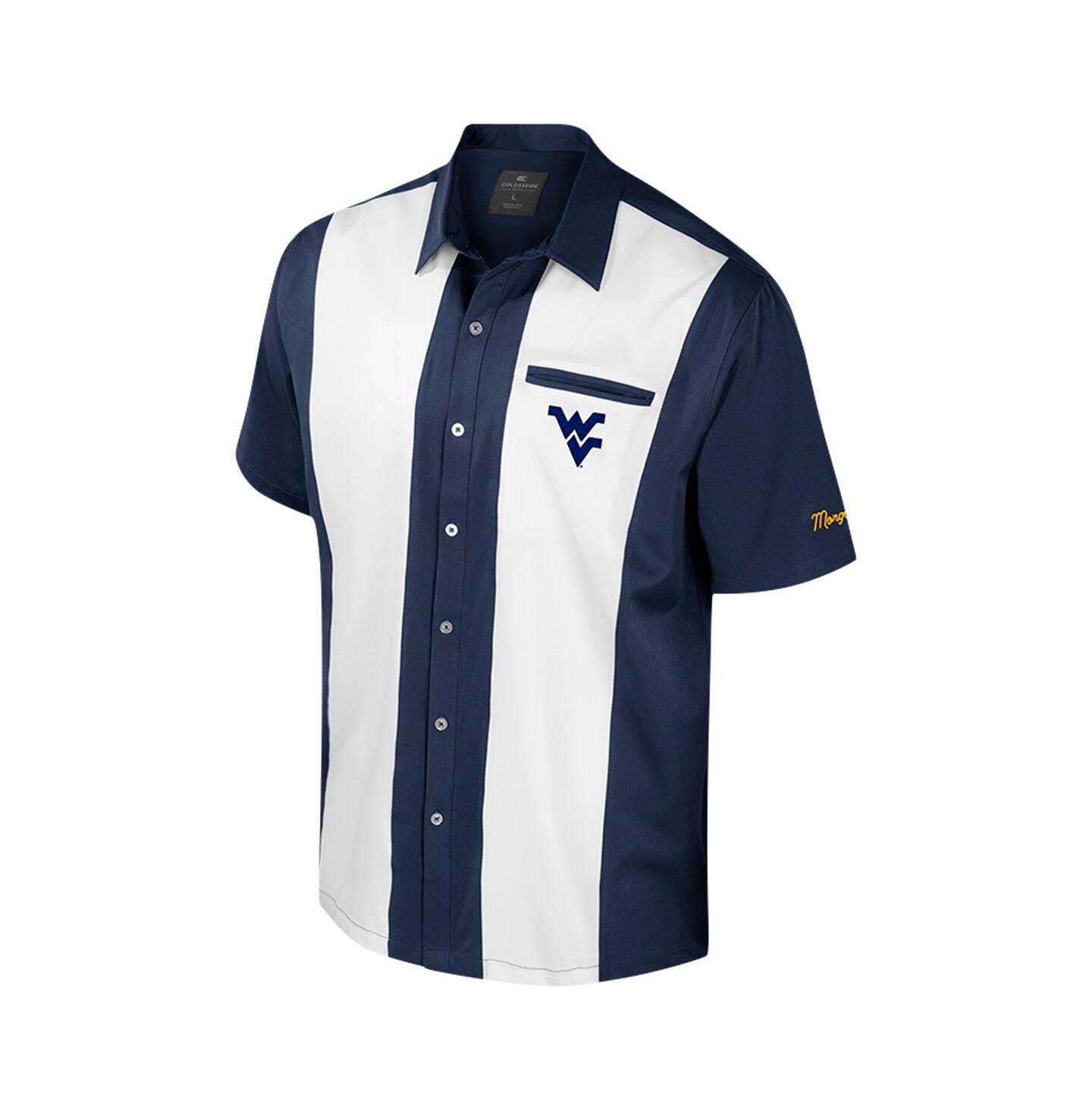 Мужская рубашка Colosseum Navy West Virginia Mountaineers Strike Bowling Button-Up — фото 3