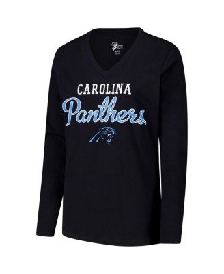 Women's Black Carolina Panthers Post Season Long Sleeve V-Neck T-Shirt