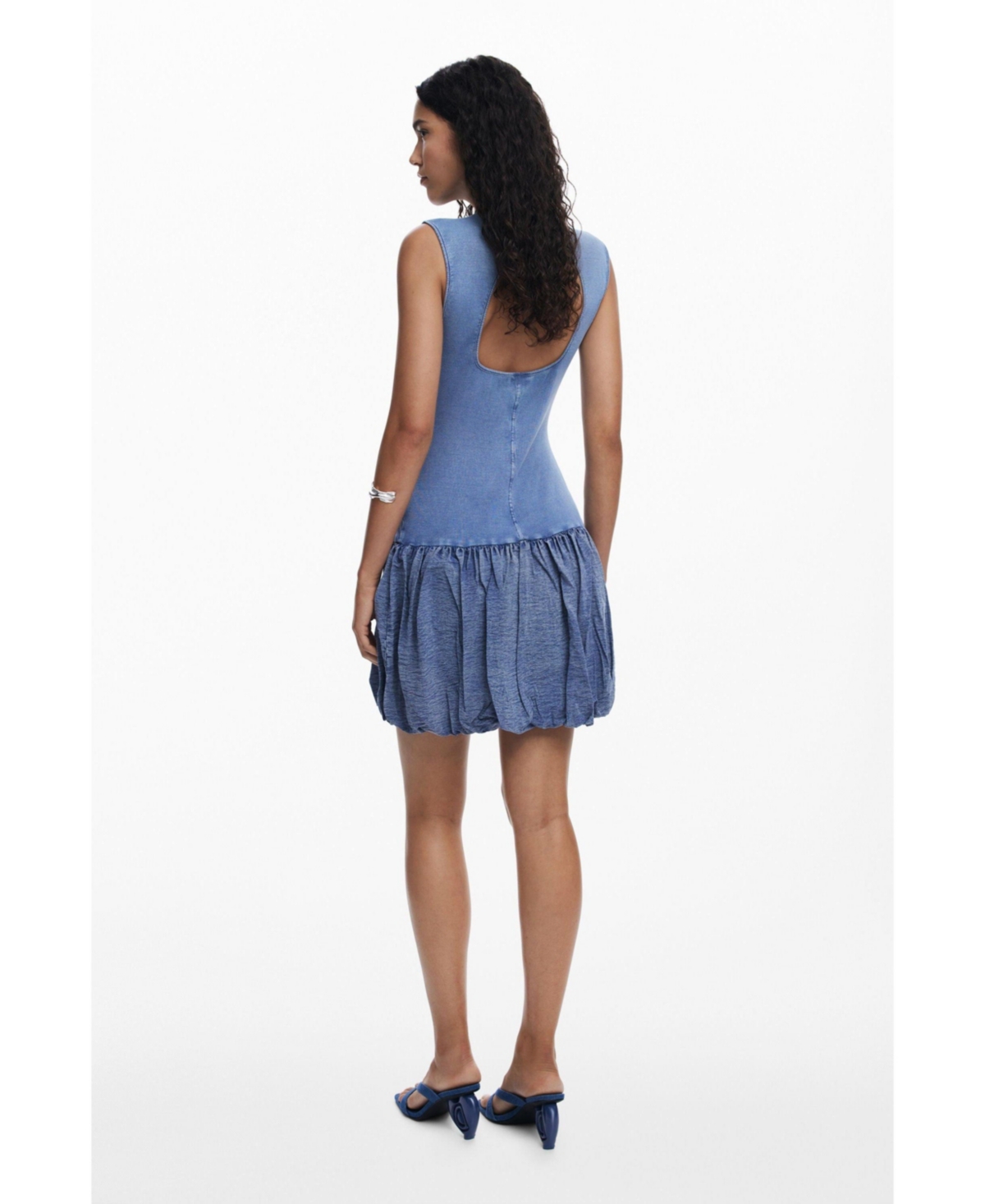 Desigual Sleeveless Open Back Minidress In Blue