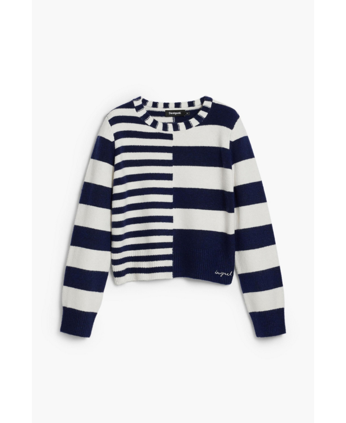 Desigual Mixed Stripe Sweater In Blue